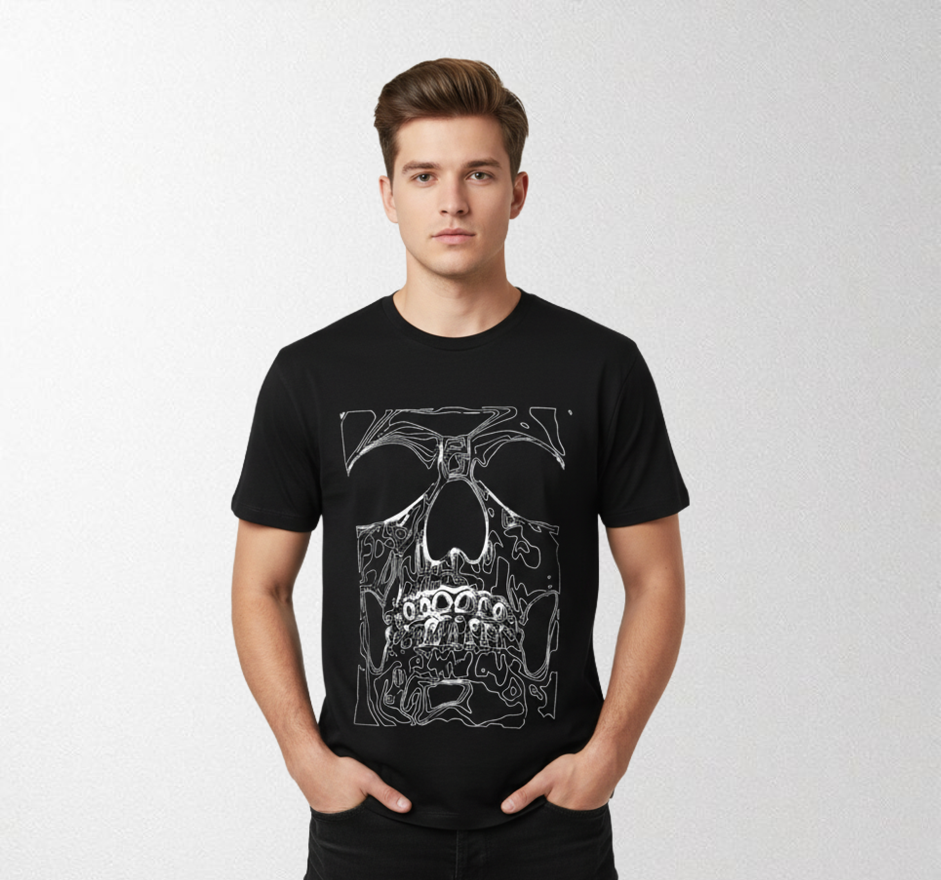 Skully lines Round-neck T-shirt