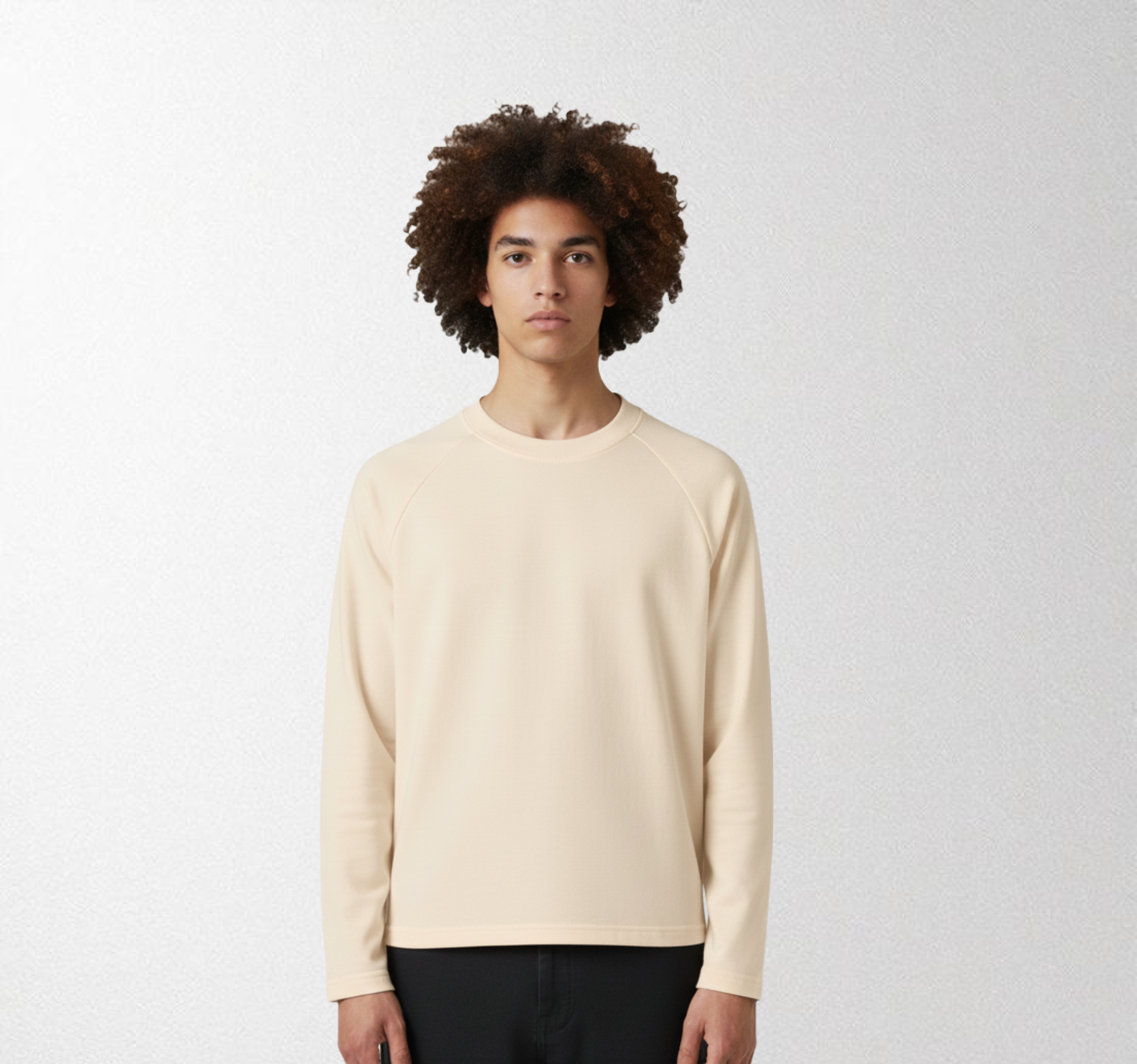 Blank Cropped Tee Full sleves Cream