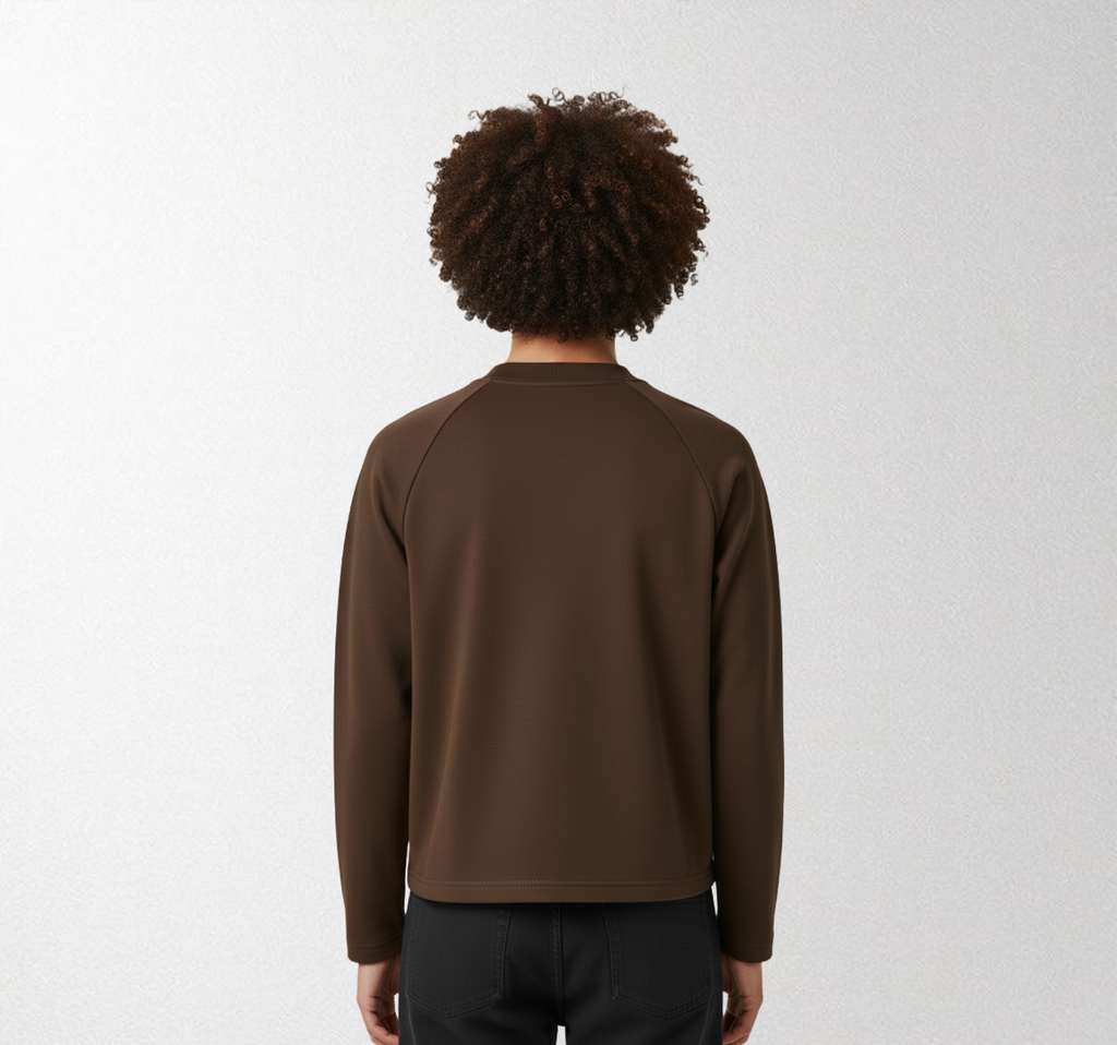 Blank Cropped Tee Full sleves Brown