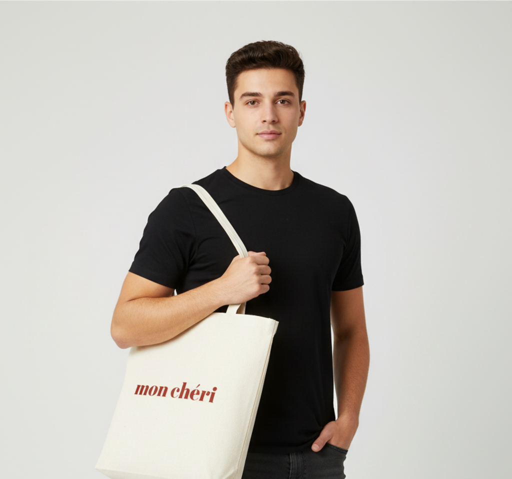 Mon cherie Typography Tote Bag