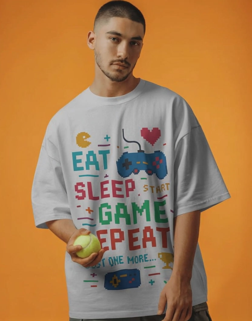 EAT. SLEEP. GAME. REPEAT. Oversized Tee